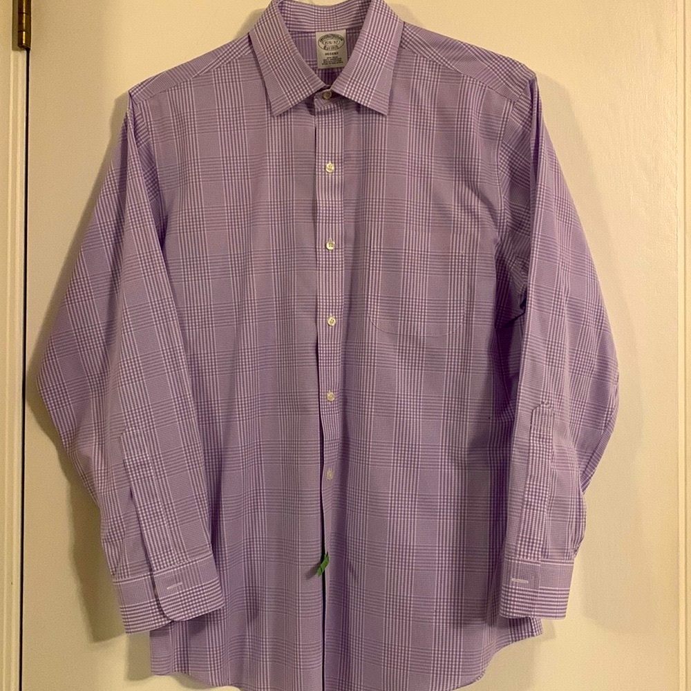 Brooks brothers regent dress/casual shirt…light lavender/purple plaid.